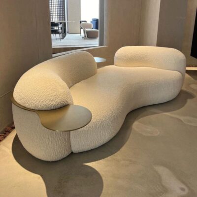 Ánh sáng hiện đại sang trọng thời trang Italy sofa phòng khách cong Sherpa nhung sofa ba chỗ Xiaohongshu đề xuất ghế sofa hạt đậu