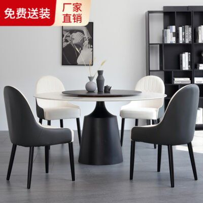 Bàn ăn tròn và ghế đá tối giản của Ý kết hợp chức năng hiện đại đơn giản với bàn tròn bàn xoay bàn ăn gia đình