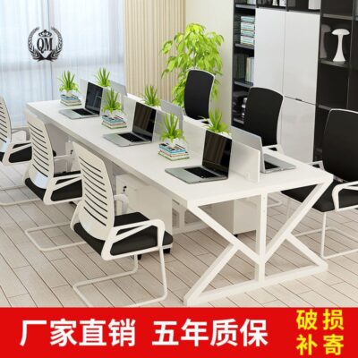 Bàn vi tính nhân viên 6 người 4 chỗ kết hợp bàn ghế kết hợp bàn làm việc đơn giản ghế card màn hình Bàn văn phòng đôi