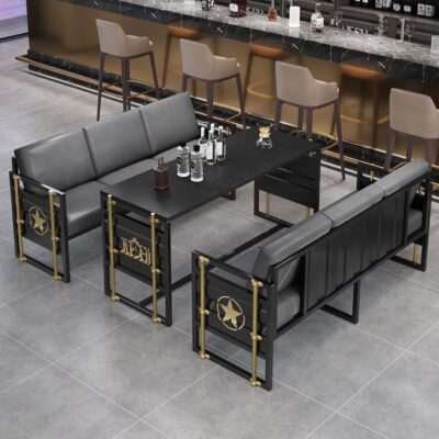Ghế Sofa Sắt Rèn Cà Phê Thịt Nướng Nhà Hàng Thương Mại Bàn Ăn Kết Hợp Ghế Phong Cách Công Nghiệp Thẻ Ghế Bar Clear Bar Phong Cách Retro