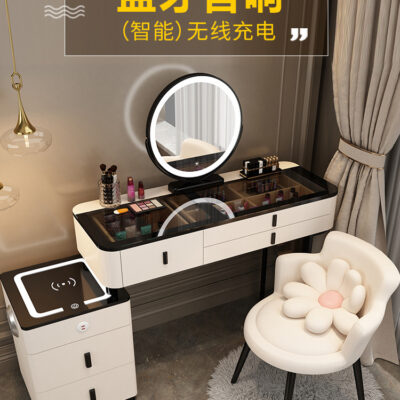 Bàn trang điểm thông minh đèn sạc không dây Bắc Âu sang trọng bàn trang điểm phòng ngủ tối giản hiện đại bàn trang điểm công chúa đa năng