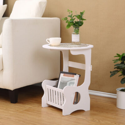 Bàn tròn tối giản Bàn cà phê phòng khách Bàn tròn nhỏ đơn giản Phòng ngủ Giá đỡ đầu giường Sofa Side Giá lưu trữ