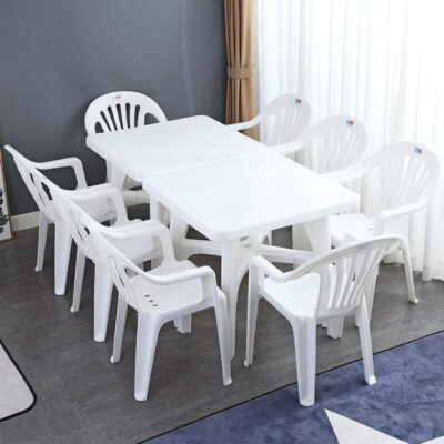 Bàn ghế ăn bằng nhựa dày kết hợp bãi biển bàn tròn bàn vuông gian hàng thịt nướng ngoài trời chợ đêm bàn ăn phân lớn bàn gian hàng