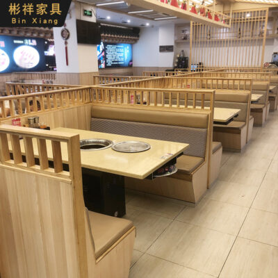 Bàn lẩu đơn giản hiện đại Thẻ thương mại Ghế sofa Nhà hàng thức ăn nhanh Nhà hàng phục vụ ăn uống Cửa hàng đồ nướng Kết hợp bàn ghế gỗ nguyên khối