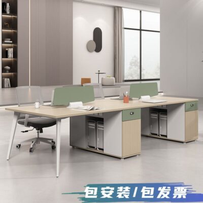 Bàn ghế nhân viên kết hợp đơn giản hiện đại văn phòng 4 4 6 người bàn máy tính ghế Phòng nhân viên
