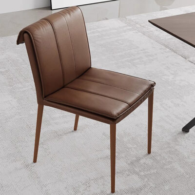 Ghế ăn hiện đại sang trọng nhẹ nhà thiết kế ghế dựa lưng phong cách wabi-sabi bọc da đơn giản giải trí nhà hàng bàn ghế ăn