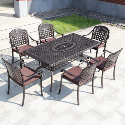 Bộ bàn ghế ngoài trời nhôm đúc kết hợp bộ ba bộ năm món ban công ngoài trời sân vườn giải trí bàn ghế ngoài trời sân thượng sắt rèn