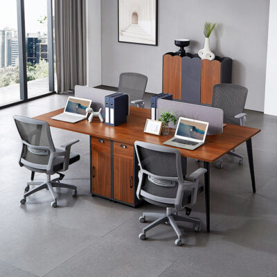 Bàn ghế văn phòng khung thép kết hợp gió công nghiệp mở nhân viên Bàn làm việc 4 người Bàn vi tính văn phòng