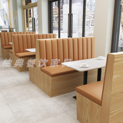 Nhà hàng bán buôn tường thẻ ghế sofa lẩu thức ăn Nhật Bản cửa hàng bán đồ ăn nhẹ nhà hàng mì căng tin bàn ăn gỗ cứng kết hợp ghế thương mại
