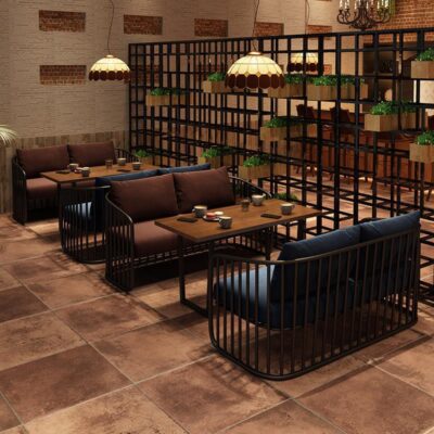 Phong cách công nghiệp cổ điển quán cà phê thẻ ghế sofa thanh rõ ràng thanh thịt nướng cửa hàng nhà hàng phương tây sắt rèn bàn ăn và ghế kết hợp