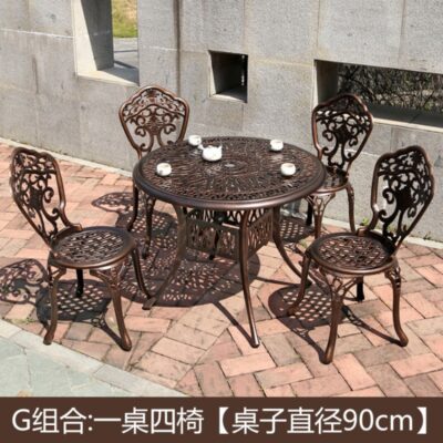 Bộ bàn ghế dã ngoại kết hợp sân ngoài trời nhôm đúc sân vườn ngoài trời ghế mây sắt rèn ban công Châu Âu bộ 3 bộ 5 món kết hợp