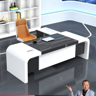 Nội thất văn phòng bàn làm việc giám đốc đơn giản hiện đại bàn giám đốc điều hành màu trắng kết hợp bàn ghế giám đốc