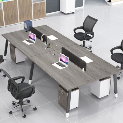 Bàn ghế văn phòng nhân viên tối giản hiện đại kết hợp bàn máy tính văn phòng màn hình đôi đơn giản bốn người