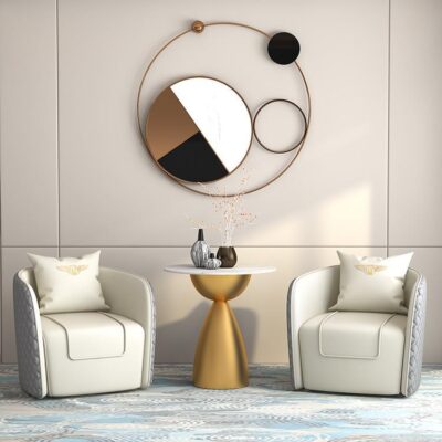 Kết hợp bàn ghế ăn cafe da phong cách châu Âu Sofa đơn VIP một bàn bốn ghế nhà hàng khách sạn ghế