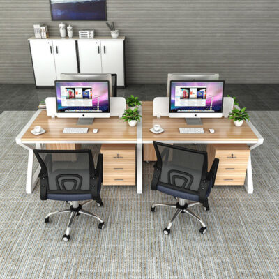 Bàn làm việc nhân viên hiện đại đơn giản Bàn ghế văn phòng bốn người kết hợp vách ngăn ghế ngồi bàn máy tính công ty