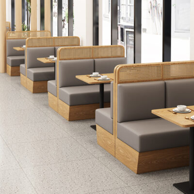 Gỗ chắc chắn đan mây ghế kiểu Nhật sofa chuỗi nhà hàng chủ đề nhà hàng khách sạn bàn ghế kết hợp ghế thẻ hình bán nguyệt