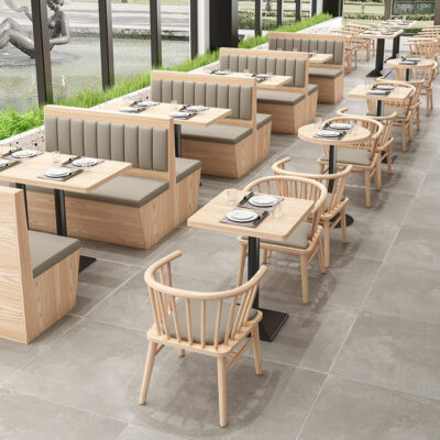 Thẻ nhà hàng ghế sô pha quán cà phê quán trà sữa hamburger tráng miệng quán lẩu dựa vào tường kết hợp bàn ăn gỗ cứng kết hợp ghế