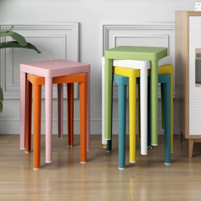 Ghế đẩu nhựa nhà có thể xếp chồng lên nhau dày xếp chồng lên nhau bàn ăn nhà hàng ghế đẩu đơn giản dành cho người lớn phân cao