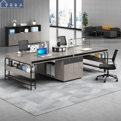 Bàn nhân viên Bàn máy tính hiện đại đơn giản Ngồi 2/4/6 Bàn nhân viên và Ghế kết hợp Nội thất văn phòng một người