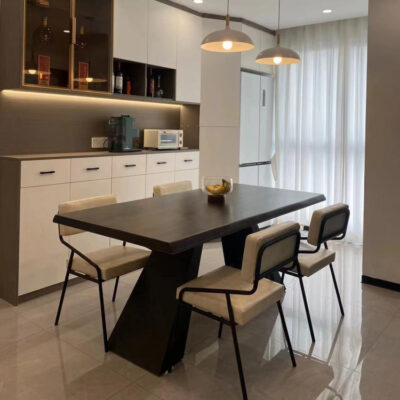 Bàn ăn gỗ nguyên khối phong cách cổ điển thiết kế đơn giản bàn ăn phòng khách gia đình nhà hàng homestay sáng tạo kết hợp bàn ăn và ghế