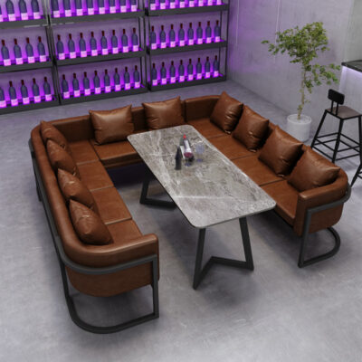 Phong cách công nghiệp cổ điển sắt nghệ thuật sofa thẻ ghế giải trí thanh nướng cà phê nhà hàng thanh rõ ràng tấm đá kết hợp bàn ăn và ghế