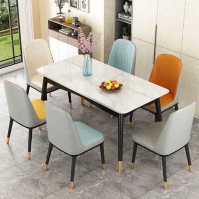 Bộ bàn ăn gỗ sồi nhẹ sang trọng Bộ bàn ghế ăn gỗ nguyên khối gia đình 4 người 6 người đơn giản hiện đại hộ gia đình bàn ăn hình chữ nhật