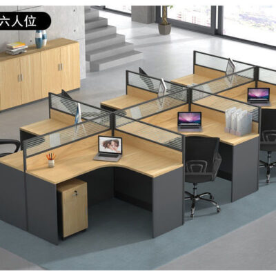 Bàn nhân viên đơn giản 4 bàn văn phòng 4 người màn hình máy tính văn phòng kết hợp bàn ghế văn phòng