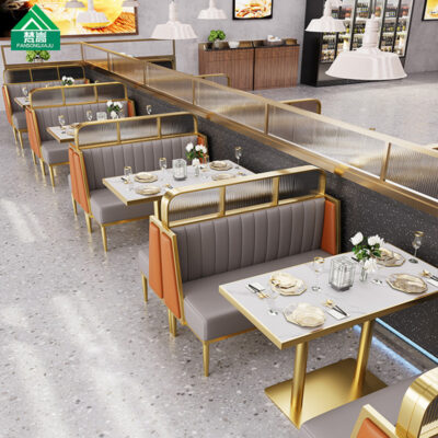 Ánh sáng bằng thép không gỉ sang trọng nhà hàng tây thẻ ghế sofa nhà hàng lẩu âm nhạc thanh chủ đề nhà hàng kết hợp bàn ghế