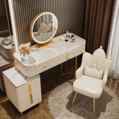 Bàn trang điểm ins phong cách bàn trang điểm tủ tích hợp phòng ngủ căn hộ nhỏ lưới màu đỏ tối giản hiện đại bàn trang điểm sang trọng nhẹ