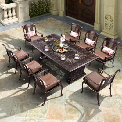 Bộ bàn ghế nhôm đúc nhẹ sang trọng biệt thự ngoài trời bộ bàn ghế hợp kim nhôm sân vườn
