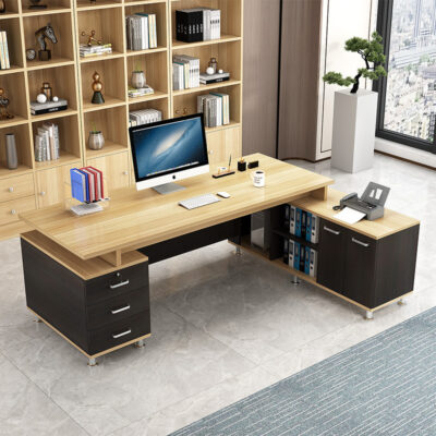 Bàn làm việc dày Đơn giản Hiện đại  Boss Bàn ánh sáng Sang trọng Tổng giám đốc điều hành Kết hợp bàn ghế văn phòng