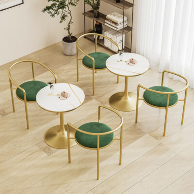 Hiện đại tối giản ghế ăn bằng sắt rèn nhà ban công ngoài trời kết hợp bàn ghế giải trí quán trà sữa quán cà phê bàn ghế tròn