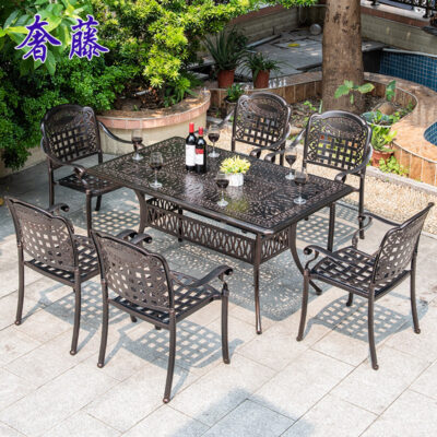 Bàn ghế ngoài trời sân biệt thự bàn ghế nhôm đúc bàn ghế ngoài trời sân vườn ban công bàn ghế sắt rèn chống gỉ