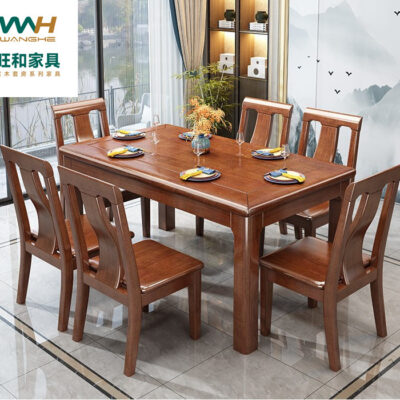 Bàn ăn gỗ đặc kiểu Trung Quốc và ghế óc chó hiện đại tối giản kết hợp bàn ăn nhà căn hộ nhỏ bàn ăn hình chữ nhật