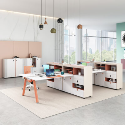 Bàn nhân viên hiện đại đơn giản Bàn ghế màn hình bốn người Bàn máy tính Bàn kết hợp