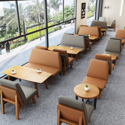 Quán trà sữa bàn ghế gỗ nguyên khối tiếp tân đàm phán khu vực nghỉ ngơi thư viện thanh sách nhà hàng giải trí thẻ ghế quán cà phê sofa