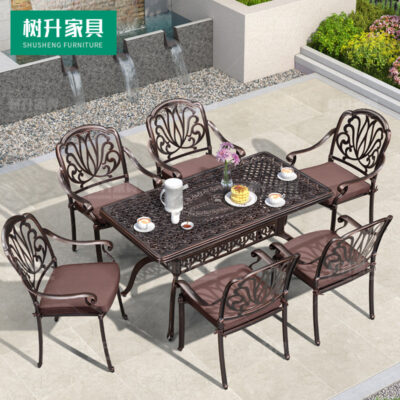 Bàn ghế ngoài trời sân giải trí Bộ bàn ghế sân vườn ngoài trời năm món bàn sắt rèn sân thượng ban công thoáng ghế nhôm đúc
