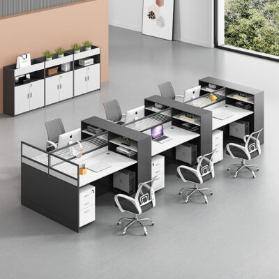 Bàn ghế văn phòng nhân viên Bàn ghế 4 người đơn giản hiện đại đa người kết hợp bàn màn hình bàn tài chính