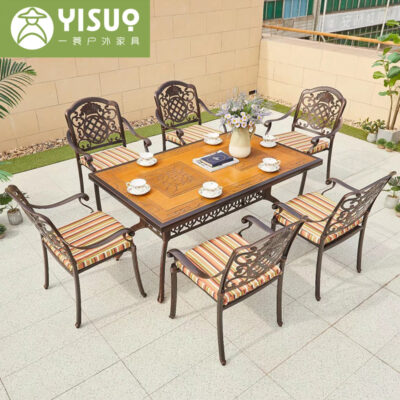Bàn ghế ngoài trời sân vườn bếp nướng than hoa bếp nướng điện kết hợp bàn ghế ăn ngoài trời chống mưa nắng bàn ghế ăn nhôm đúc