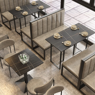Retro Công Nghiệp Gió Ghế Ăn Thanh Sắt Thanh Thẻ Ghế Sofa Thịt Nướng Phiến Đá Bàn Dài Nhà Hàng Bàn Ghế Kết Hợp