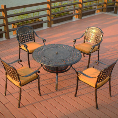 Bàn Ghế Ngoài Trời Nhôm Đúc Kết Hợp Giải Trí Tiệc Sân Ngoài Trời Sân Vườn Ban Công Bàn Ghế Bếp Nướng Điện BBQ