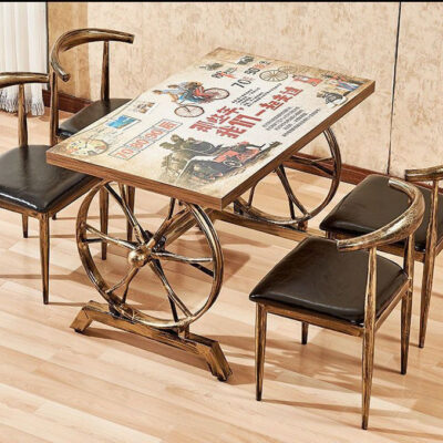 Ghế ăn sắt rèn ghế sừng giải trí tại nhà quán trà sữa cafe tráng miệng nhà hàng mì ăn nhanh kết hợp bàn ghế ăn