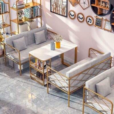 Bắc Âu giản dị sắt rèn lưới đỏ cafe thanh làm đẹp sofa thẻ ghế tráng miệng nhà hàng quán trà sữa bàn ghế kết hợp