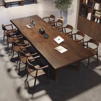 Bàn làm việc gỗ nguyên khối của Mỹ nhân viên công ty bàn ghế văn phòng gỗ nguyên khối kết hợp thư viện bàn hội nghị lớn bàn dài