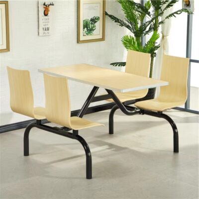 Bộ bàn ghế ăn nhanh kết hợp trà sữa ăn nhanh nhà hàng ăn nhanh bàn ghế lưng nhân viên trường học căng tin bộ bàn ghế dính liền