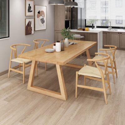 Bắc Âu log bàn ăn và ghế kết hợp bàn dài căn hộ nhỏ bàn ăn gỗ nguyên khối bàn chữ nhật đơn giản 1068