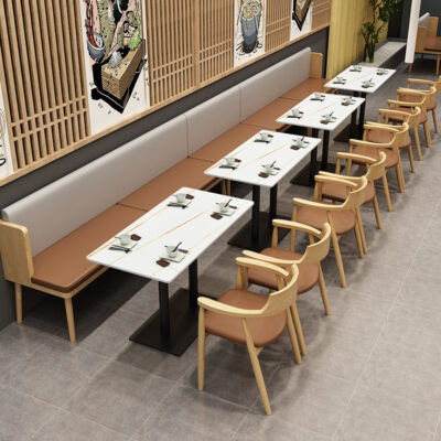 Nhà hàng theo chủ đề dựa vào tường bằng gỗ cứng ghế sofa thẻ nhà hàng món ăn Nhật Bản Phục vụ món ăn Trung Quốc nhà hàng phương Tây nhà hàng lẩu kết hợp bàn ghế