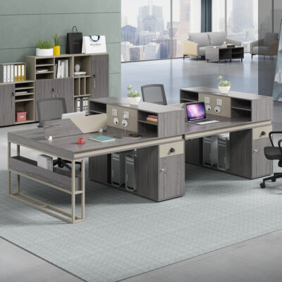 Bàn nhân viên đơn giản hiện đại 4 người 2 đôi 6 ghế 4 hộc nhân viên bàn văn phòng kết hợp bàn ghế