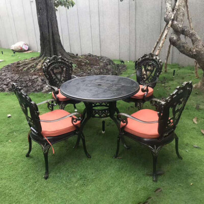 Ghế tháo rời hoàn toàn bằng nhôm đúc sang trọng cao cấp Bàn ghế kim loại ngoài trời sân tròn sân vườn ngoài trời sân vườn đồ nội thất giải trí ngoài trời