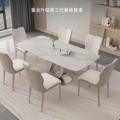 Ánh sáng Ý sang trọng ánh sáng phiến đá bàn ăn hiện đại tối giản sáng tạo thiết kế hình chữ nhật kết hợp bàn ăn và ghế